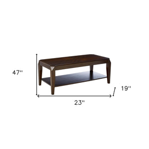 Homeroots Set Of 3 23" Solid Wood Brown Coffee Table With Shelf And End Tables   286039