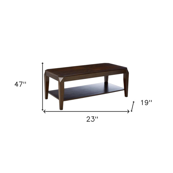 Homeroots Set Of 3 23" Solid Wood Brown Coffee Table With Shelf And End Tables   286039