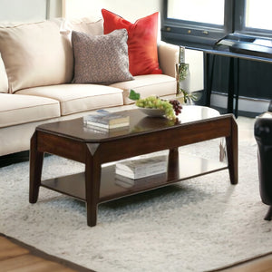 Homeroots 47" Dark Brown Lift Top Coffee Table With Shelf   286040