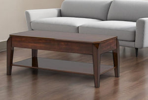 HomeRoots 47" Dark Brown Wood Lift Top Coffee Table – Stylish Storage & Versatile Workspace for Your Home 286040