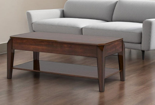 HomeRoots 47" Dark Brown Wood Lift Top Coffee Table – Stylish Storage & Versatile Workspace for Your Home 286040