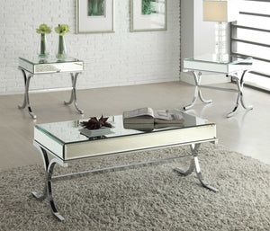Homeroots 42" X 21" X 19" Mirrored Top And Chrome Coffee Table   286042