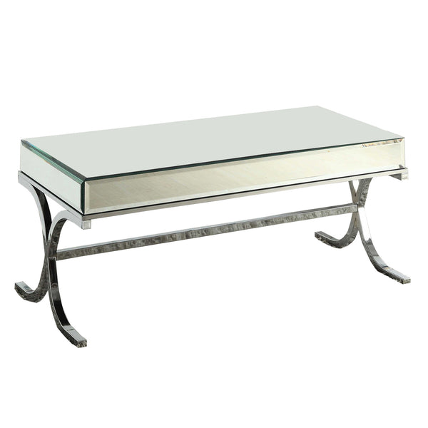 Homeroots 42" X 21" X 19" Mirrored Top And Chrome Coffee Table   286042