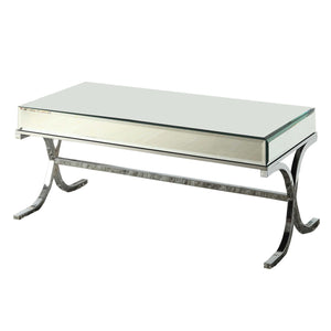 Homeroots 42" X 21" X 19" Mirrored Top And Chrome Coffee Table   286042