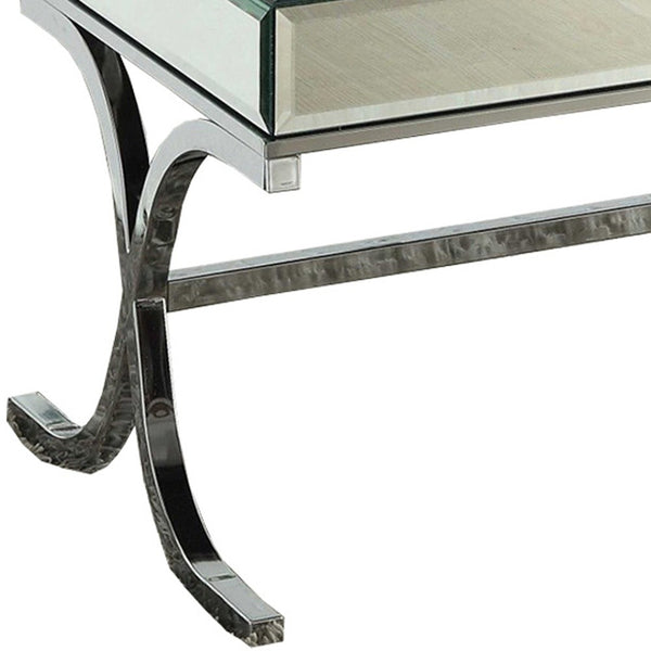 Homeroots 42" X 21" X 19" Mirrored Top And Chrome Coffee Table   286042