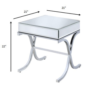 Homeroots 22" Silver And Clear Glass Square Mirrored End Table   286043