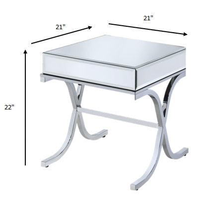 Homeroots 22" Silver And Clear Glass Square Mirrored End Table   286043