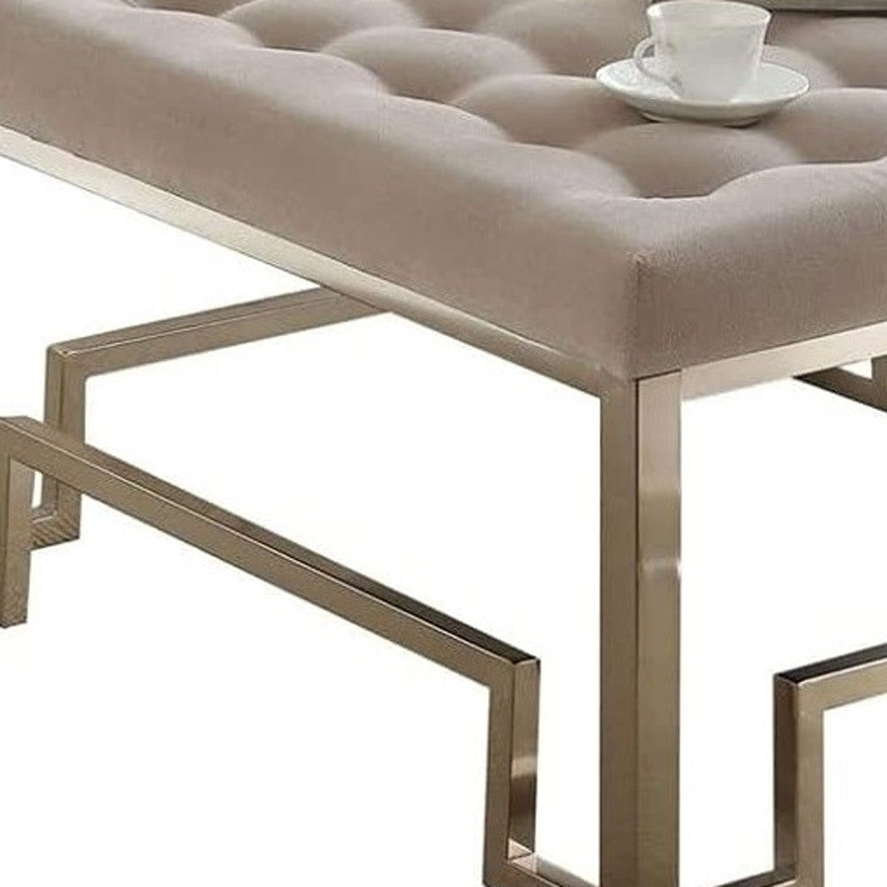 Homeroots 36" Champagne Cotton Blend Cocktail Ottoman   286055