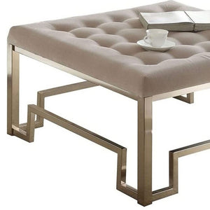 Homeroots 36" Champagne Cotton Blend Cocktail Ottoman   286055