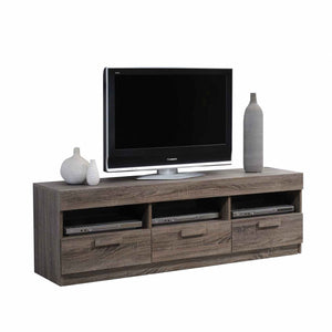 Homeroots 59" Brown Open Shelving Tv Stand Rustic Oak Manufactured Wood 286071