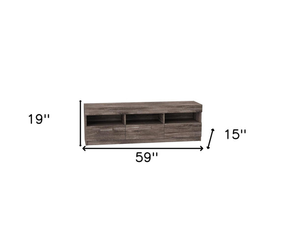 Homeroots 59" Brown Open Shelving Tv Stand Rustic Oak Manufactured Wood 286071