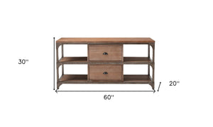 HomeRoots 60" Stylish TV Stand with Open Shelves & Enclosed Storage for Modern Living Room & Home Office Use 286073