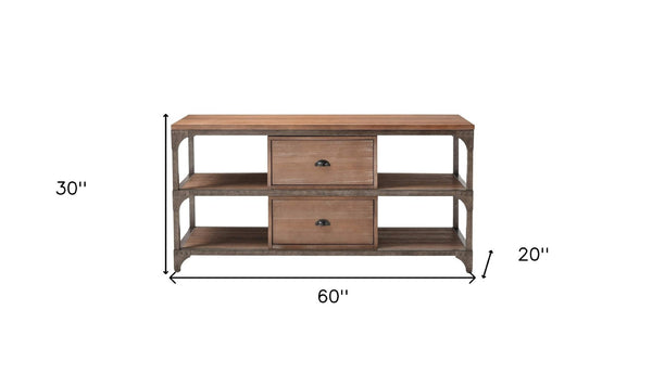 HomeRoots 60" Stylish TV Stand with Open Shelves & Enclosed Storage for Modern Living Room & Home Office Use 286073