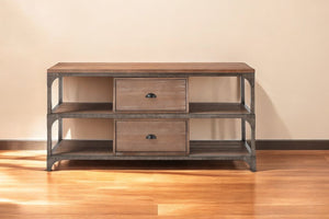 HomeRoots 60" Stylish TV Stand with Open Shelves & Enclosed Storage for Modern Living Room & Home Office Use 286073