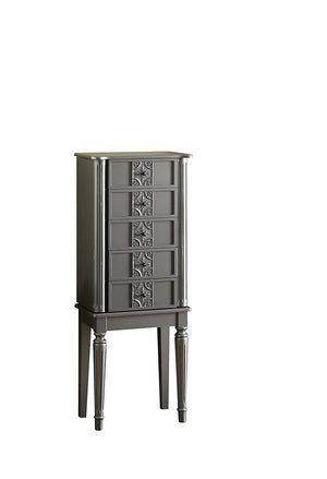 Homeroots 40" Silver 5 Mirrored Nightstand Silver  286098