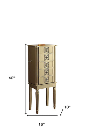 Homeroots 40" Gold 5 Mirrored Nightstand Gold  286099