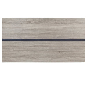 English Elm Grey Oak Modern 2-Shelf Rectangular Dining Table with Metal Inlay Trim, Sturdy Legs & Storage (60") B062P209315