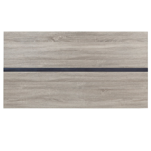 English Elm Grey Oak Modern 2-Shelf Rectangular Dining Table with Metal Inlay Trim, Sturdy Legs & Storage (60") B062P209315