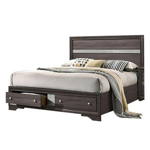English Elm Contemporary Gray Panel Headboard Queen Bed Frame With Drawers - Chic Bedroom Storage Solution! B2741S00057