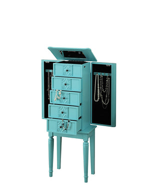 Homeroots 40" Light Blue Five Drawer Mirrored Nightstand Light Blue  286100