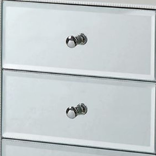 Homeroots 38" White Six Drawer Wood And Mirrored Glass Jewelry Armoire White  286101