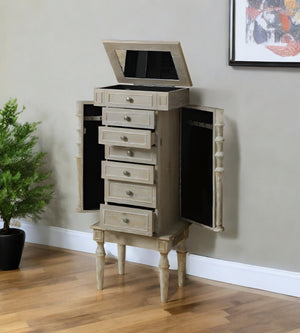 Homeroots 40" Brown Jewelry Armoire With Seven Drawers Weathered Oak Manufactured Wood 286103