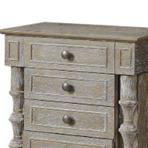 Homeroots 40" Brown Jewelry Armoire With Seven Drawers Weathered Oak Manufactured Wood 286103