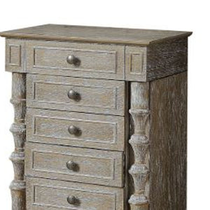 Homeroots 40" Brown Jewelry Armoire With Seven Drawers Weathered Oak Manufactured Wood 286103