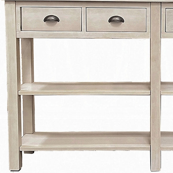 Homeroots 60" Cream Console Table With Shelves And Drawers   286112