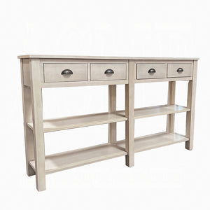 Homeroots 60" Cream Console Table With Shelves And Drawers   286112