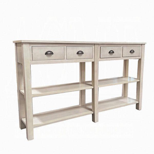 Homeroots 60" Cream Console Table With Shelves And Drawers   286112
