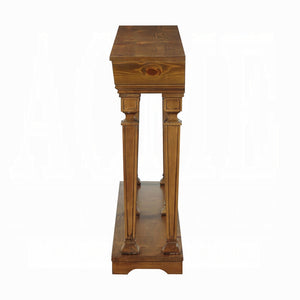 Homeroots 72" Oak Solid And Manufactured Wood Floor Shelf Console Table With Shelves   286114