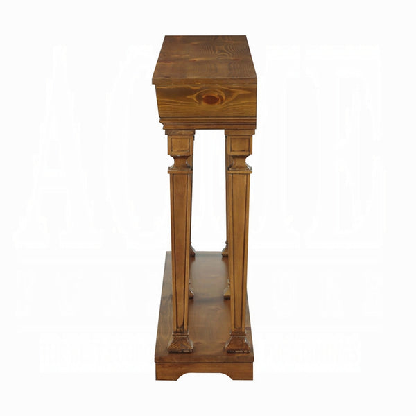 Homeroots 72" Oak Solid And Manufactured Wood Floor Shelf Console Table With Shelves   286114