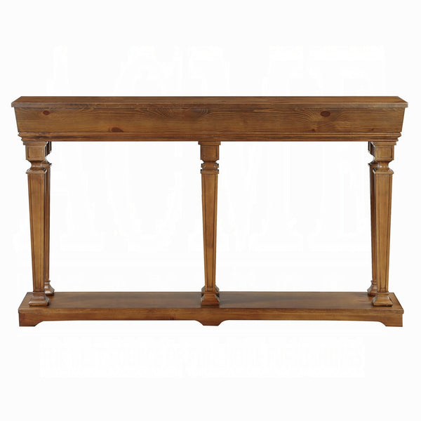 Homeroots 72" Oak Solid And Manufactured Wood Floor Shelf Console Table With Shelves   286114