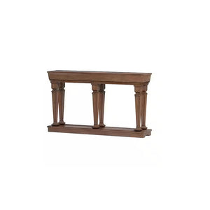 Homeroots 60" Brown Solid Wood Floor Shelf Console Table   286115