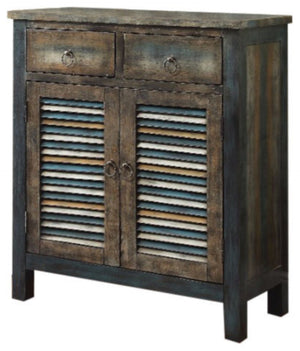 HomeRoots 32" Saddle Brown Solid Wood Console Table – Rustic Vintage Charm with Dual Storage for Any Room 286116