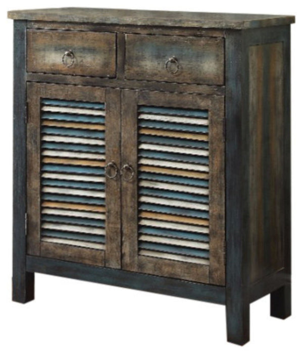 HomeRoots 32" Saddle Brown Solid Wood Console Table – Rustic Vintage Charm with Dual Storage for Any Room 286116