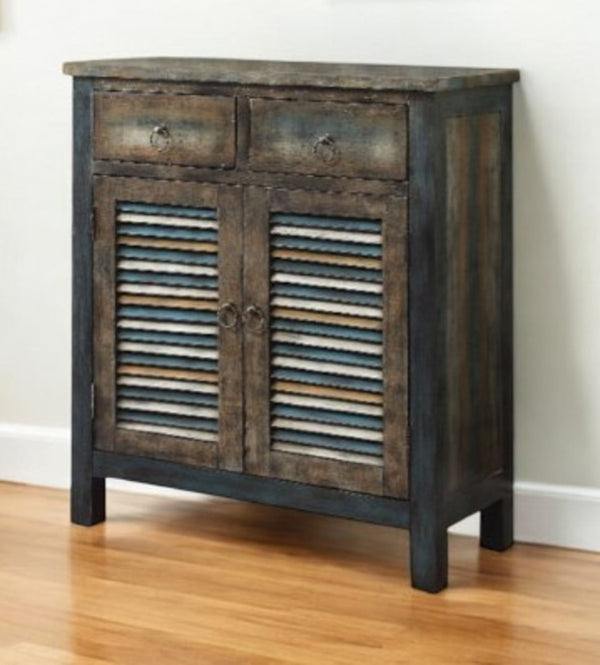 HomeRoots 32" Saddle Brown Solid Wood Console Table – Rustic Vintage Charm with Dual Storage for Any Room 286116