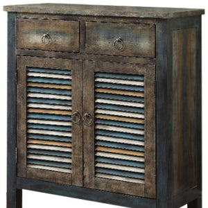 HomeRoots 32" Saddle Brown Solid Wood Console Table – Rustic Vintage Charm with Dual Storage for Any Room 286116
