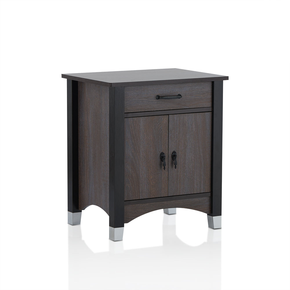 Homeroots Gray Oak Wood Finish Rectangular Night Stand   286119