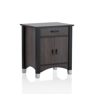 Homeroots Gray Oak Wood Finish Rectangular Night Stand   286119