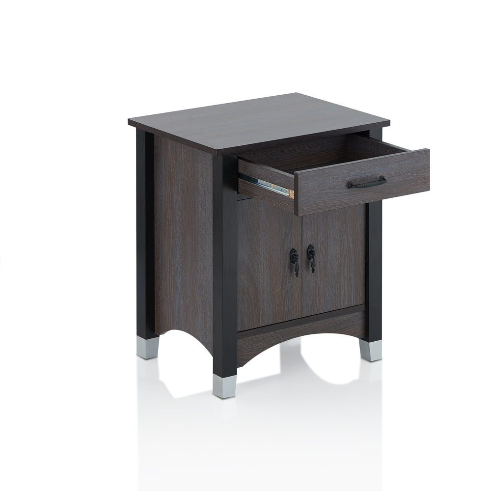 Homeroots Gray Oak Wood Finish Rectangular Night Stand   286119