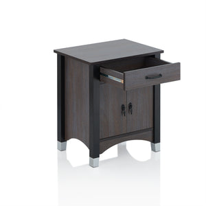 Homeroots Gray Oak Wood Finish Rectangular Night Stand   286119