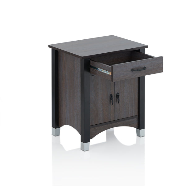 Homeroots Gray Oak Wood Finish Rectangular Night Stand   286119