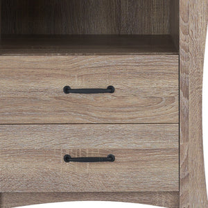 Homeroots 24" Brown Two Drawers Nightstand Rustic Natural  286120