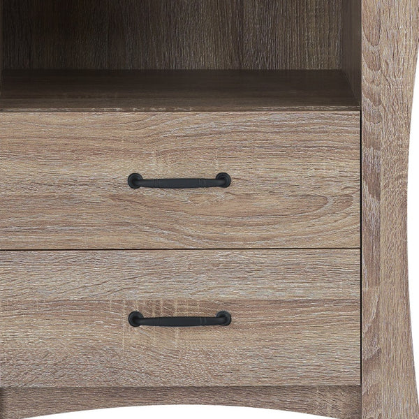 Homeroots 24" Brown Two Drawers Nightstand Rustic Natural  286120