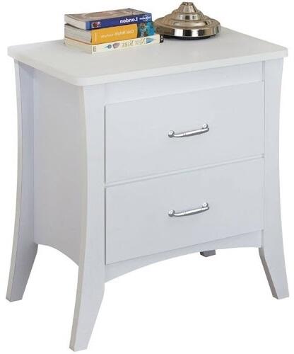 Homeroots 25" White Two Drawers Nightstand White  286121