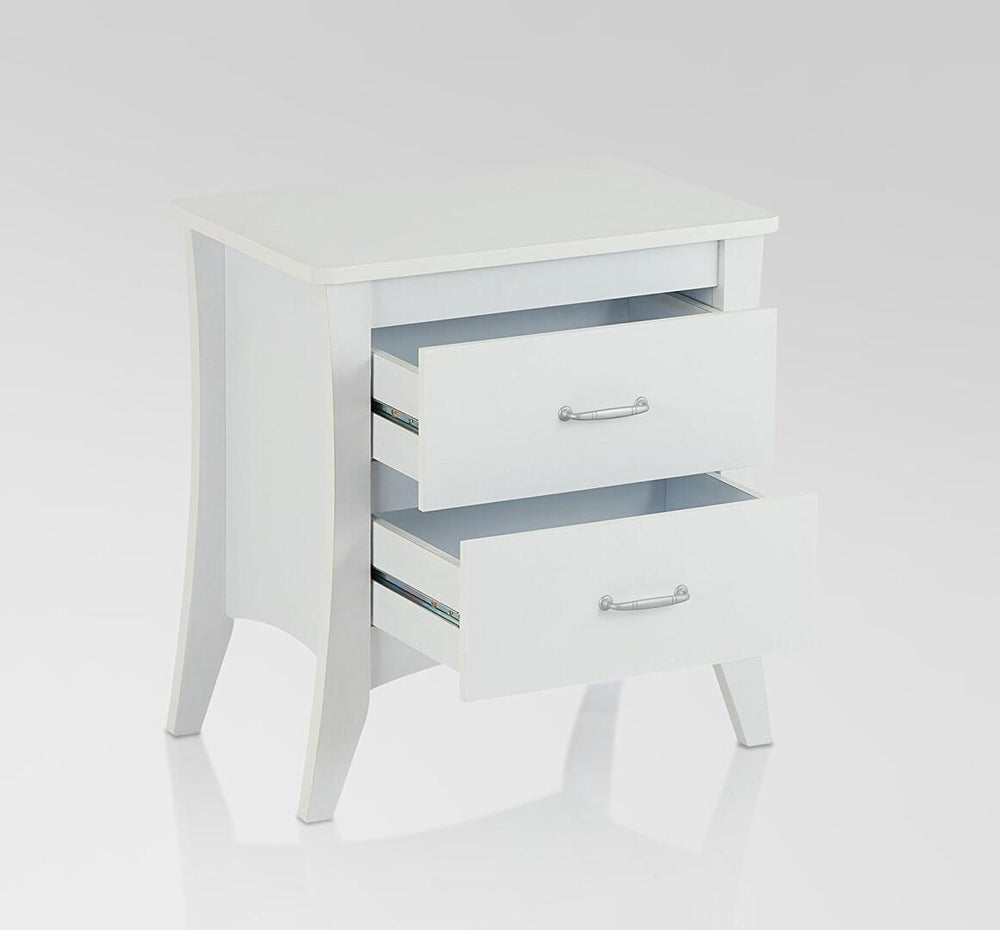 Homeroots 25" White Two Drawers Nightstand White  286121
