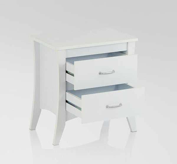 Homeroots 25" White Two Drawers Nightstand White  286121