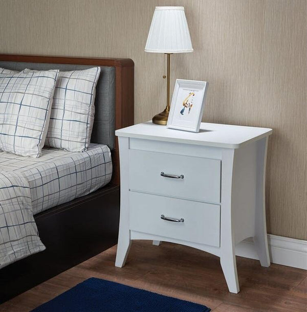 Homeroots 25" White Two Drawers Nightstand White  286121